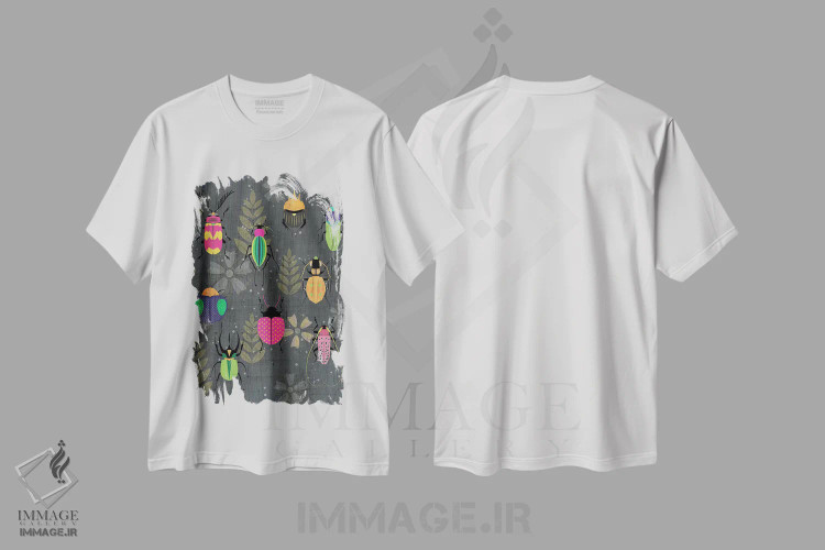 تیشرت سفید طرح دار سوسک ها، هنر دیجیتال اثر چایا شرادر | فروشگاه ایماژ