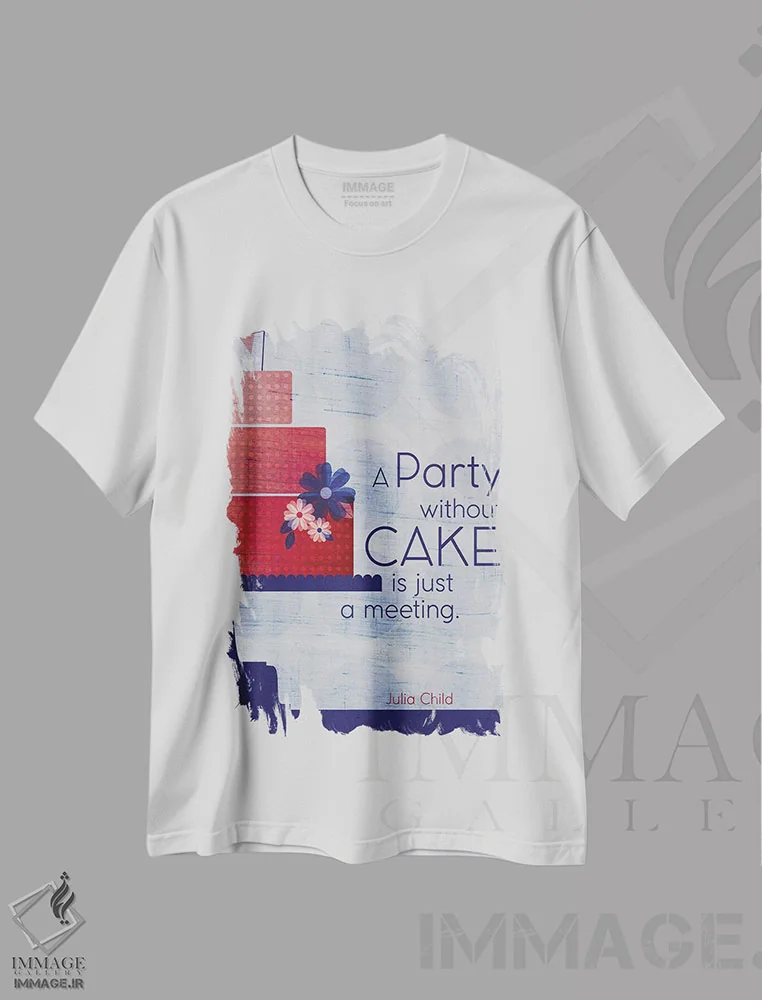 تیشرت سفید طرح دار نقل قول شیرینی جولیا، تزئینی اثر چایا شرادر | فروشگاه ایماژ