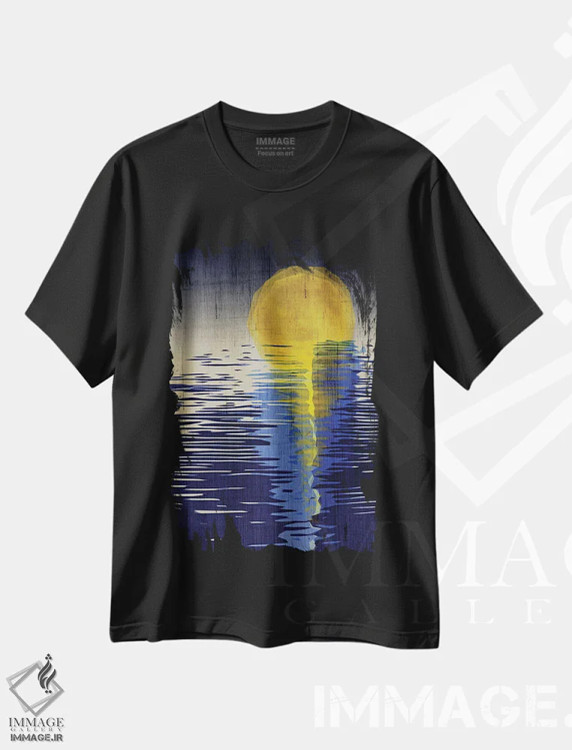 تیشرت مشکی طرح دار طلوع ماه، تزئینی اثر چایا شرادر | immage.ir