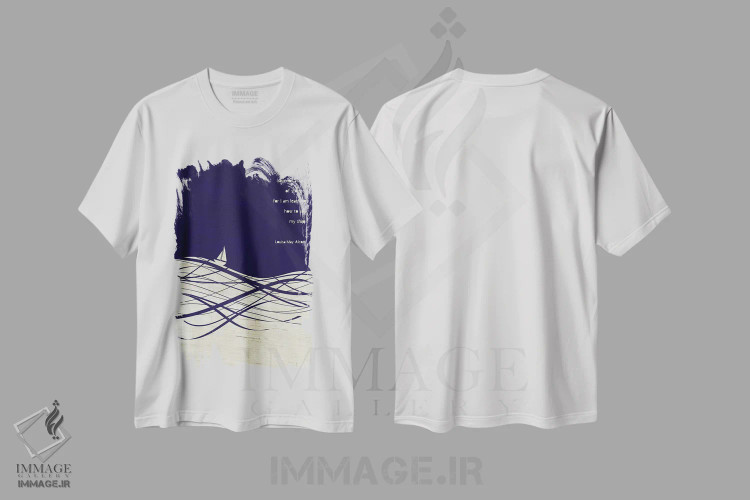 تیشرت سفید طرح دار نقل قول طوفان لوئیزا می الکات، تزئینی اثر چایا شرادر | فروشگاه ایماژ