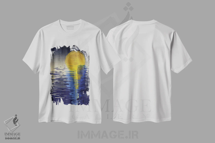 تیشرت سفید طرح دار طلوع ماه، تزئینی اثر چایا شرادر | فروشگاه ایماژ