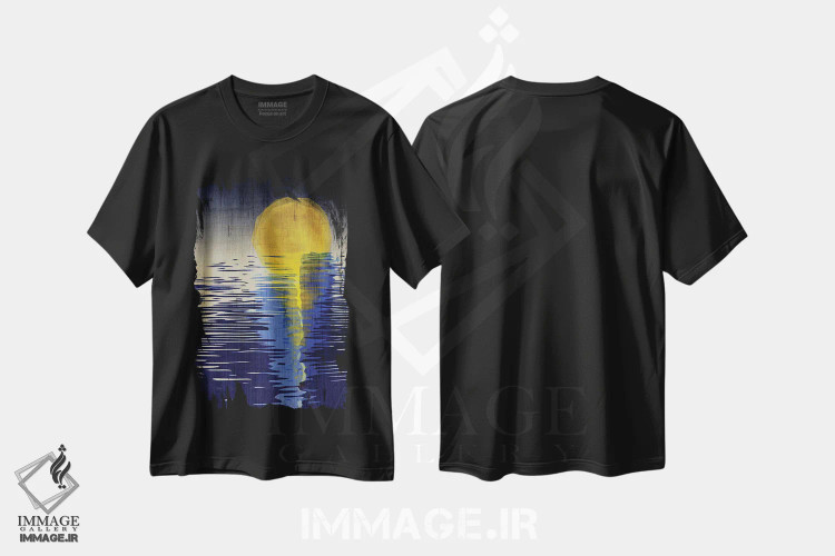 تیشرت مشکی طرح دار طلوع ماه، تزئینی اثر چایا شرادر | immage.ir