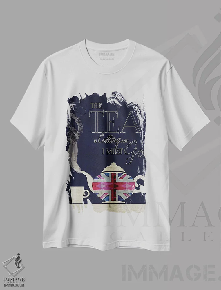 تیشرت سفید طرح دار چای مرا می خواند، یونیون جک، تزئینی اثر چایا شرادر | فروشگاه ایماژ