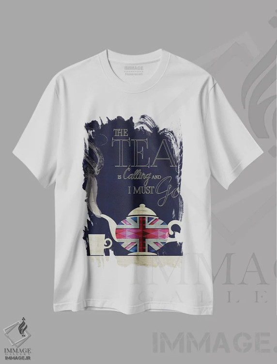 تیشرت سفید طرح دار چای مرا می خواند، یونیون جک، تزئینی اثر چایا شرادر | فروشگاه ایماژ