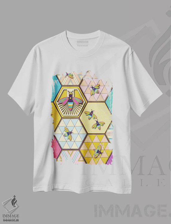 تیشرت سفید طرح دار زنبور ملکه، هنر دیجیتال اثر چایا شرادر | فروشگاه ایماژ