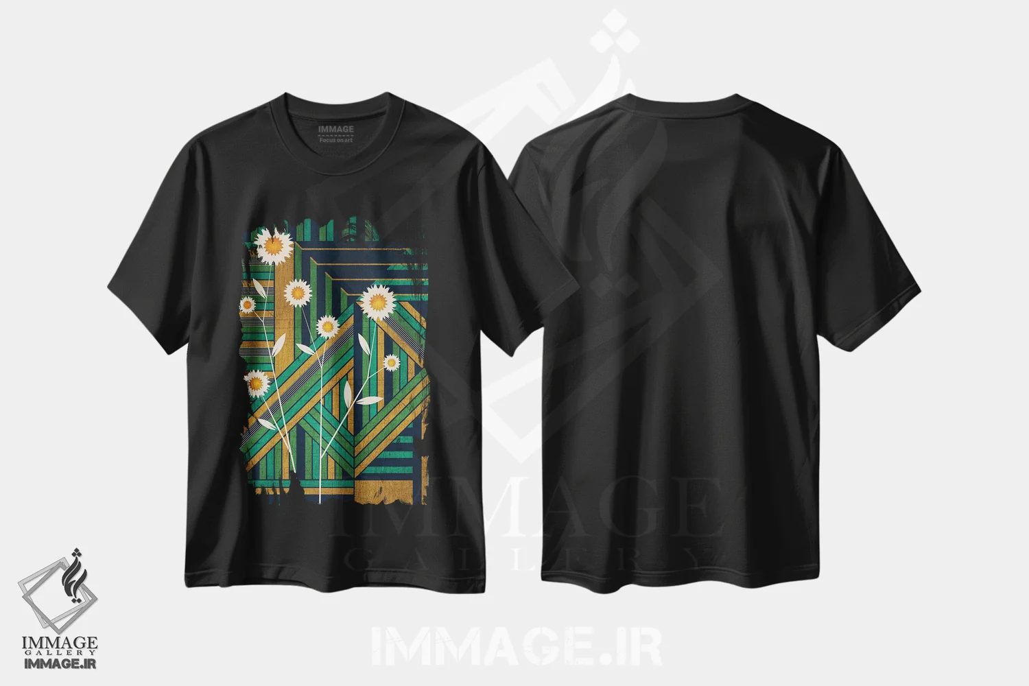 تیشرت مشکی طرح دار گل های وحشی، آرت دکو اثر چایا شرادر | immage.ir