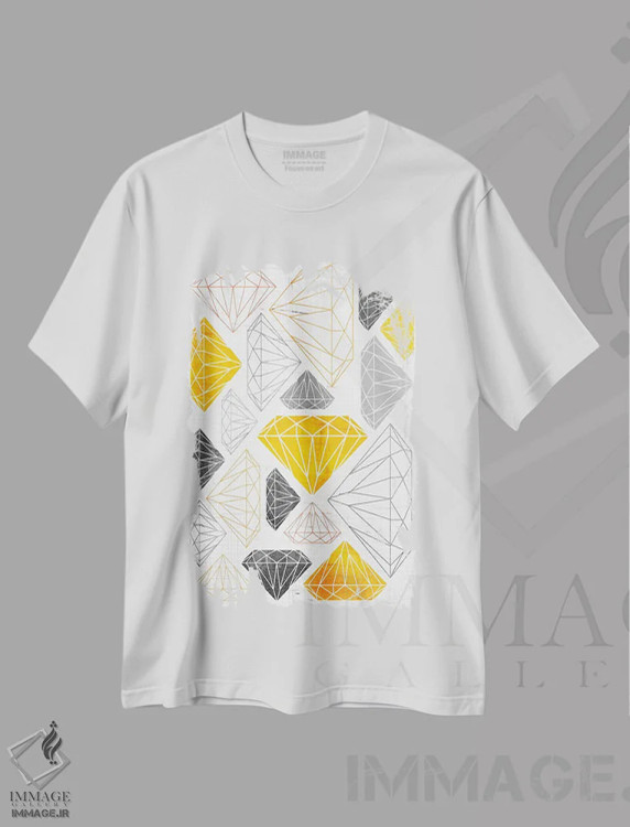 تیشرت سفید طرح دار الماس اثر چایا شرادر | فروشگاه ایماژ