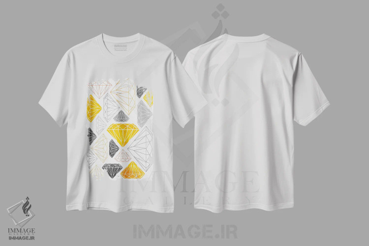 تیشرت سفید طرح دار الماس اثر چایا شرادر | فروشگاه ایماژ