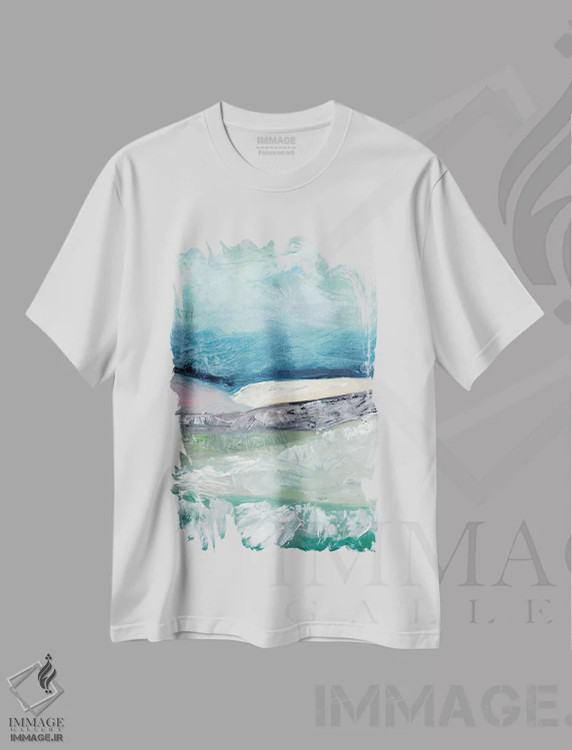 تیشرت سفید طرح دار کوه نما با صورتی ملایم ۲، دکور معاصر اثر مارسی چپمن | immage.ir
