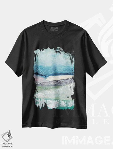 تیشرت مشکی طرح دار کوه نما با صورتی ملایم ۲، دکور معاصر اثر مارسی چپمن | فروشگاه ایماژ