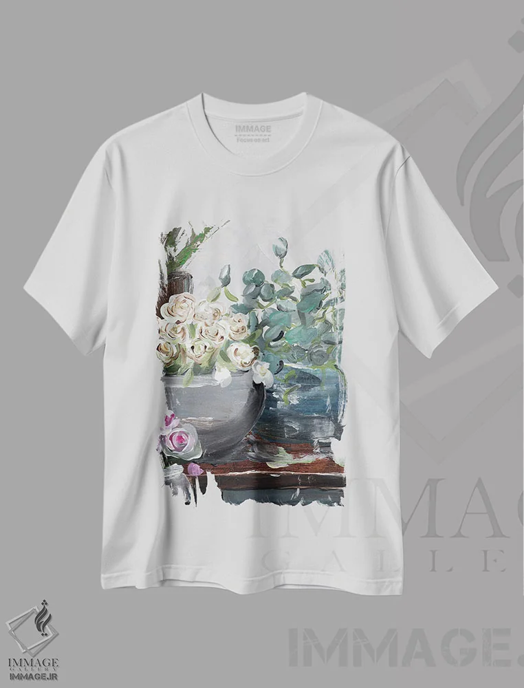 تیشرت سفید طرح دار آفریده شده در تنوع، تزئینی اثر مارسی چپمن | فروشگاه ایماژ