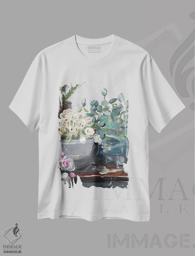 تیشرت سفید طرح دار آفریده شده در تنوع، تزئینی اثر مارسی چپمن | فروشگاه ایماژ