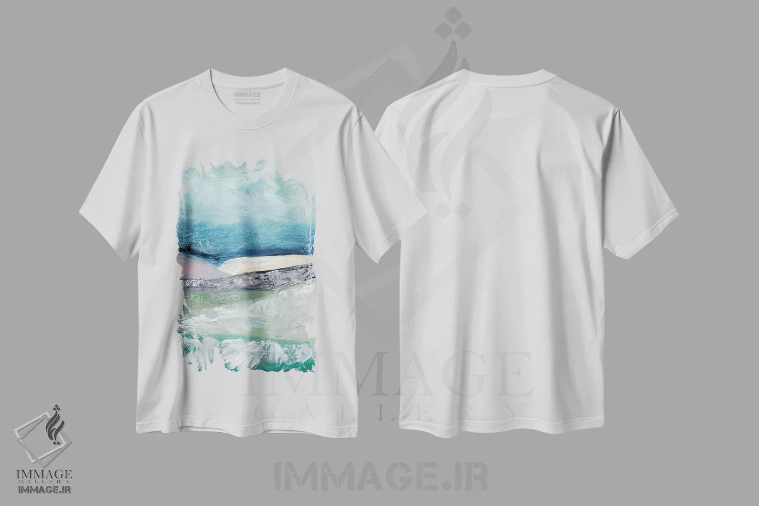 تیشرت سفید طرح دار کوه نما با صورتی ملایم ۲، دکور معاصر اثر مارسی چپمن | immage.ir