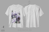 تیشرت سفید طرح دار بوته روستایی بنفش ۲، تزئینی اثر مارسی چپمن | فروشگاه ایماژ