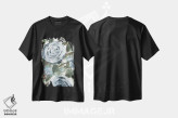 تیشرت مشکی طرح دار گل رز روستایی آبی ۲، تزئینی اثر مارسی چپمن | immage.ir