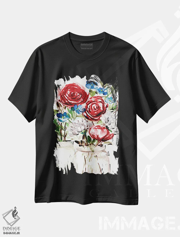 تیشرت مشکی طرح دار افتخار به آمریکایی بودن ۱، تزئینی اثر مارسی چپمن | فروشگاه ایماژ