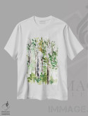 تیشرت سفید طرح دار جنگل توس ۲، آبستره اثر مارسی چپمن | فروشگاه ایماژ