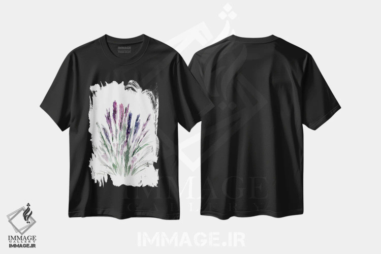تیشرت مشکی طرح دار اسطوخودوس، آبستره اثر مارسی چپمن | immage.ir