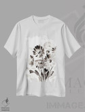 تیشرت سفید طرح دار بابونه های مشکی ساده، آبستره اثر مارسی چپمن | فروشگاه ایماژ
