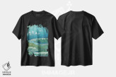 تیشرت مشکی طرح دار کوه نما آبی ۱، آبستره اثر مارسی چپمن | فروشگاه ایماژ
