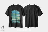 تیشرت مشکی طرح دار کوه نما آبی ۲، آبستره اثر مارسی چپمن | immage.ir