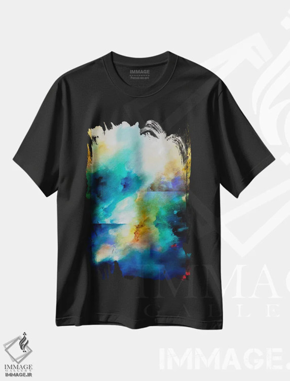 تیشرت مشکی طرح دار نسیم آبی اثر استودیو CH | immage.ir