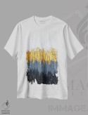تیشرت سفید طرح دار تابش آفتاب میان تاریکی اثر نیکی چوهان | فروشگاه ایماژ