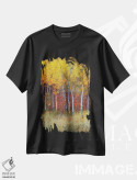 تیشرت مشکی طرح دار جنگل سپیدار پاییزی سمت راست، تزئینی اثر کریستوفر وست | immage.ir