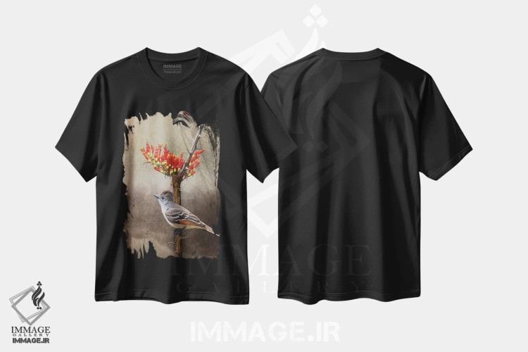 تیشرت مشکی طرح دار مگس گیر اوکوتیلو، دکور کلبه و لژ اثر کریستوفر وست | فروشگاه ایماژ