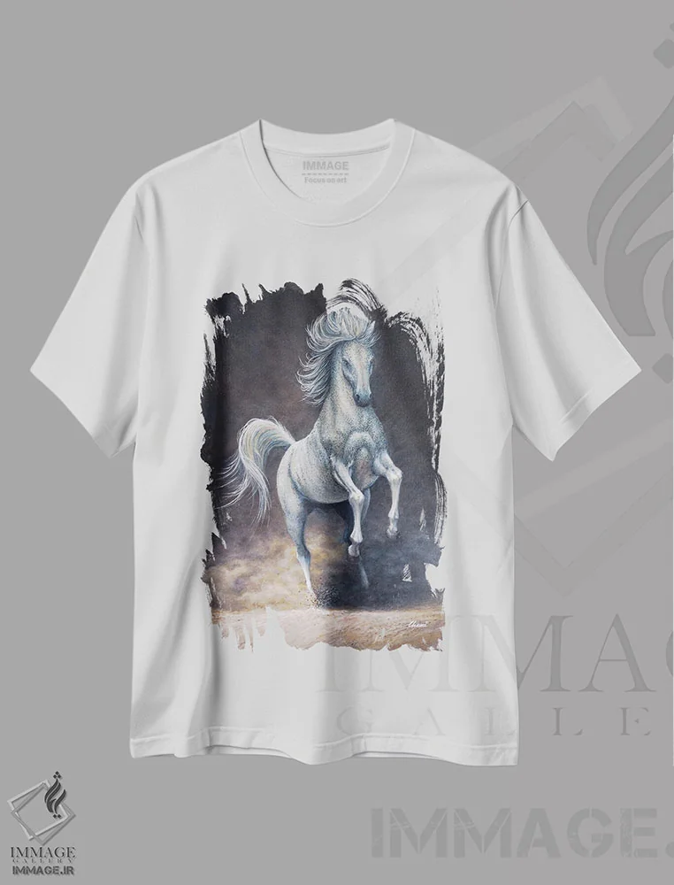 تیشرت سفید طرح دار "آزادی ۵"، دکور معاصر اثر هنر چامی | فروشگاه ایماژ