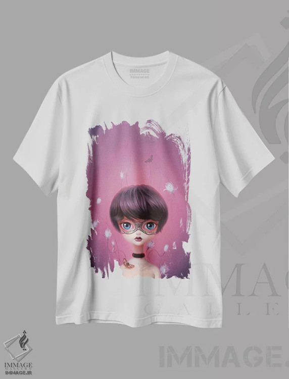 تیشرت سفید طرح دار "سفر با چشمان بسته"، هنر فاخر معاصر اثر چن هونگژو | immage.ir