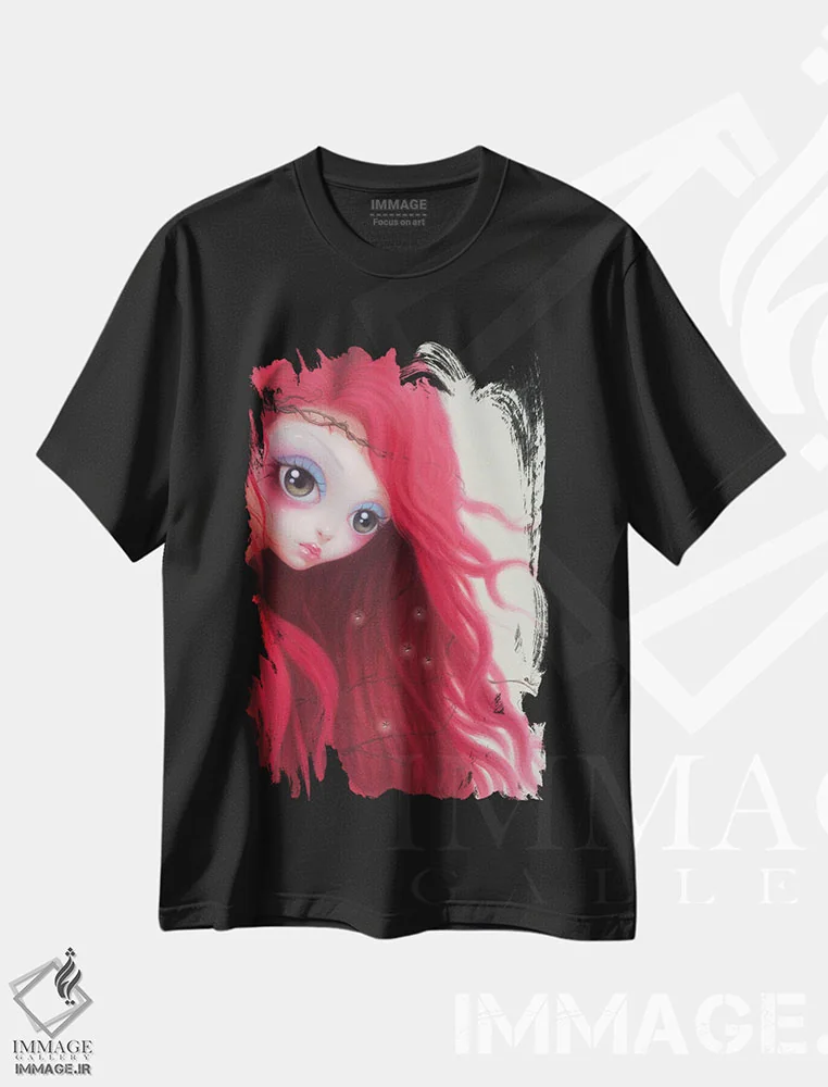 تیشرت مشکی طرح دار "میان دو پرتو نور"، هنر فاخر معاصر اثر چن هونگژو | immage.ir