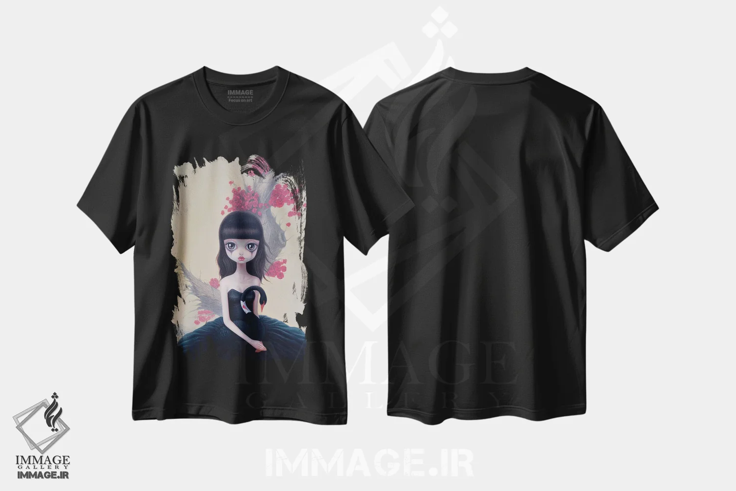 تیشرت مشکی طرح دار "گل هایی که برای نتیجه گل نمی دهند"، هنر فاخر معاصر اثر چن هونگژو | فروشگاه ایماژ
