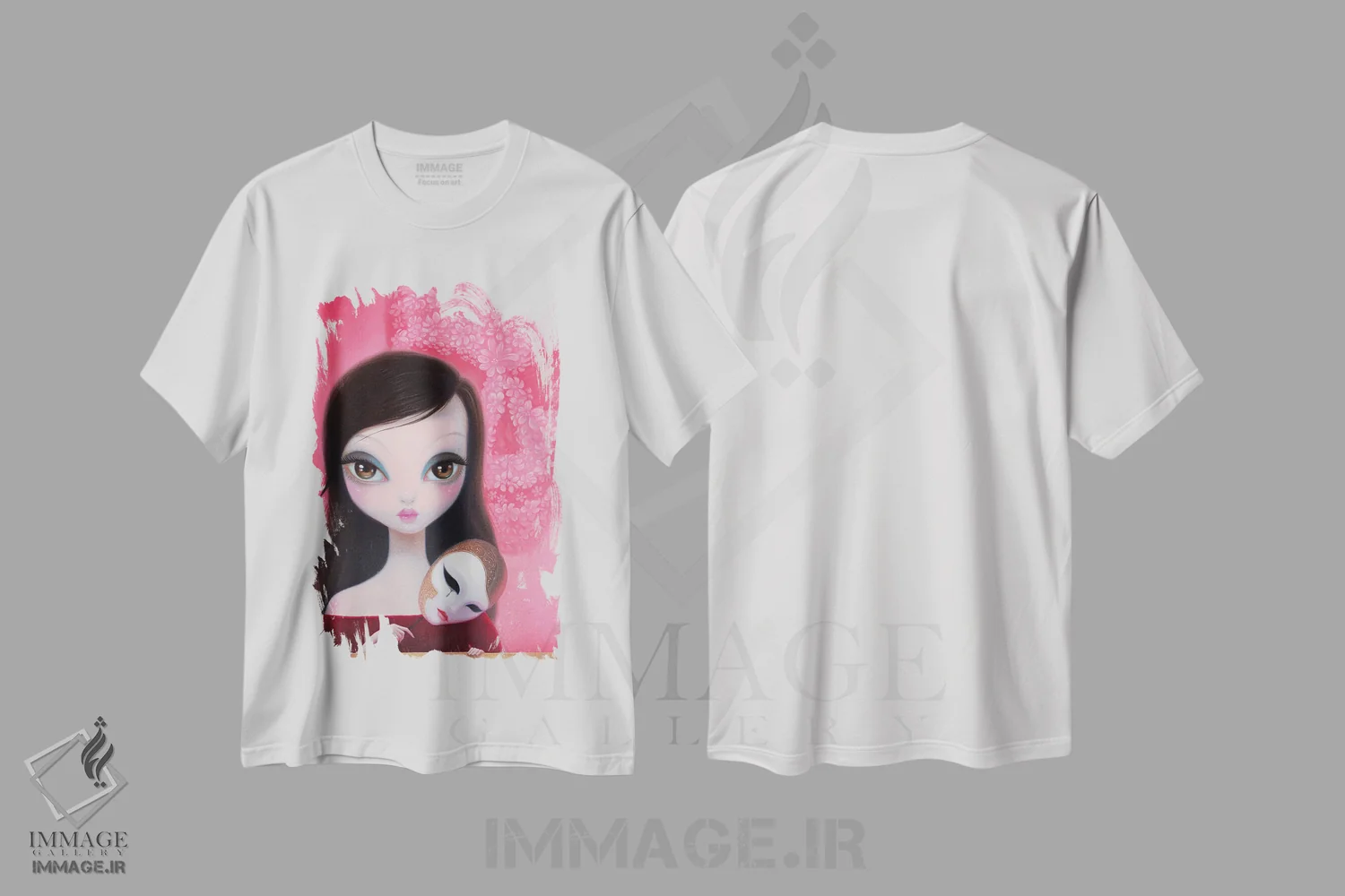 تیشرت سفید طرح دار "سرانجام ماسک را از دست دادم"، هنر فاخر معاصر اثر چن هونگژو | فروشگاه ایماژ