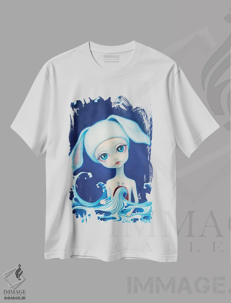 تیشرت سفید طرح دار "دریا مال توست"، هنر فاخر معاصر اثر چن هونگژو | فروشگاه ایماژ