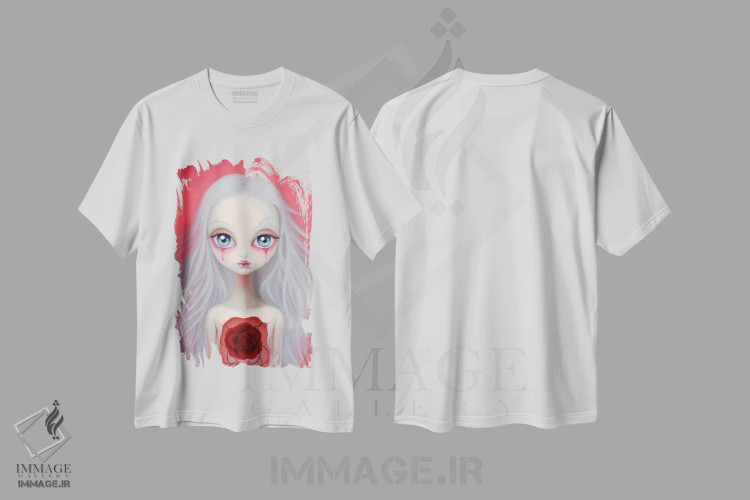 تیشرت سفید طرح دار "شکفتن دوبارهٔ گل های زخمی"، هنر فاخر معاصر اثر چن هونگژو | فروشگاه ایماژ