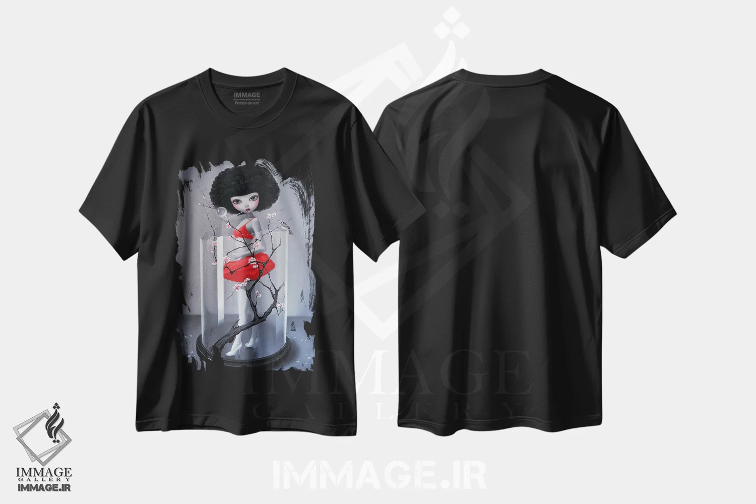 تیشرت مشکی طرح دار "خارج از کنترل"، هنر فاخر معاصر اثر چن هونگژو | فروشگاه ایماژ