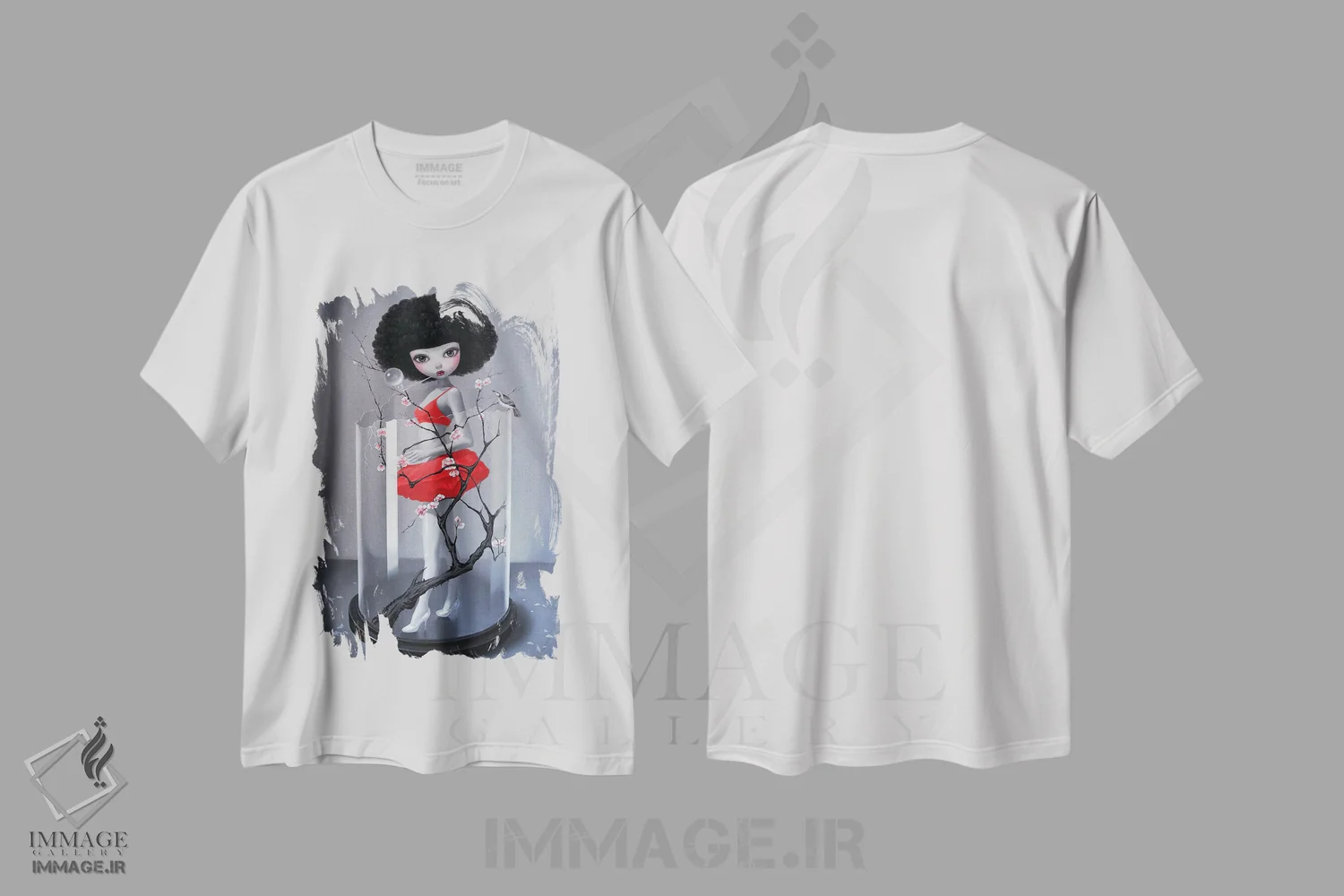 تیشرت سفید طرح دار "خارج از کنترل"، هنر فاخر معاصر اثر چن هونگژو | immage.ir