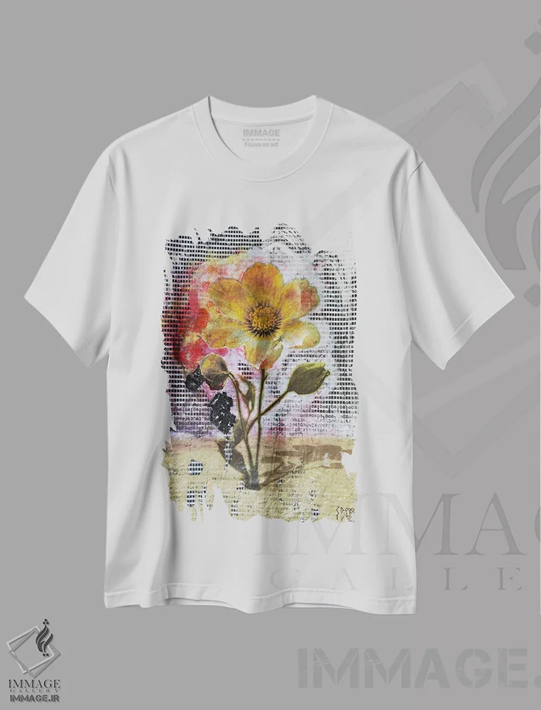 تیشرت سفید طرح دار "گل"، هنر خیابانی اثر سیسرو اسپین | فروشگاه ایماژ