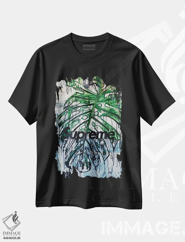 تیشرت مشکی طرح دار "سبزه زار"، هنر فاخر معاصر اثر سیسرو اسپین | فروشگاه ایماژ