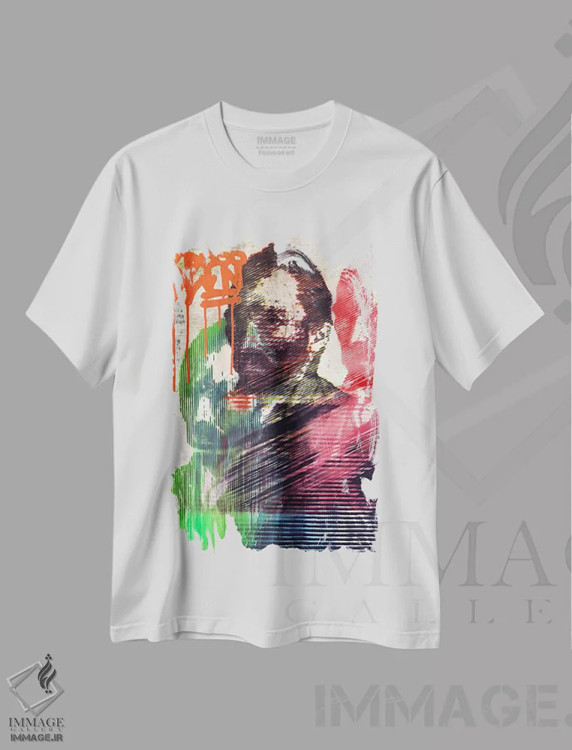 تیشرت سفید طرح دار "تداخل ون گوک"، هنر خیابانی اثر سیسرو اسپین | فروشگاه ایماژ