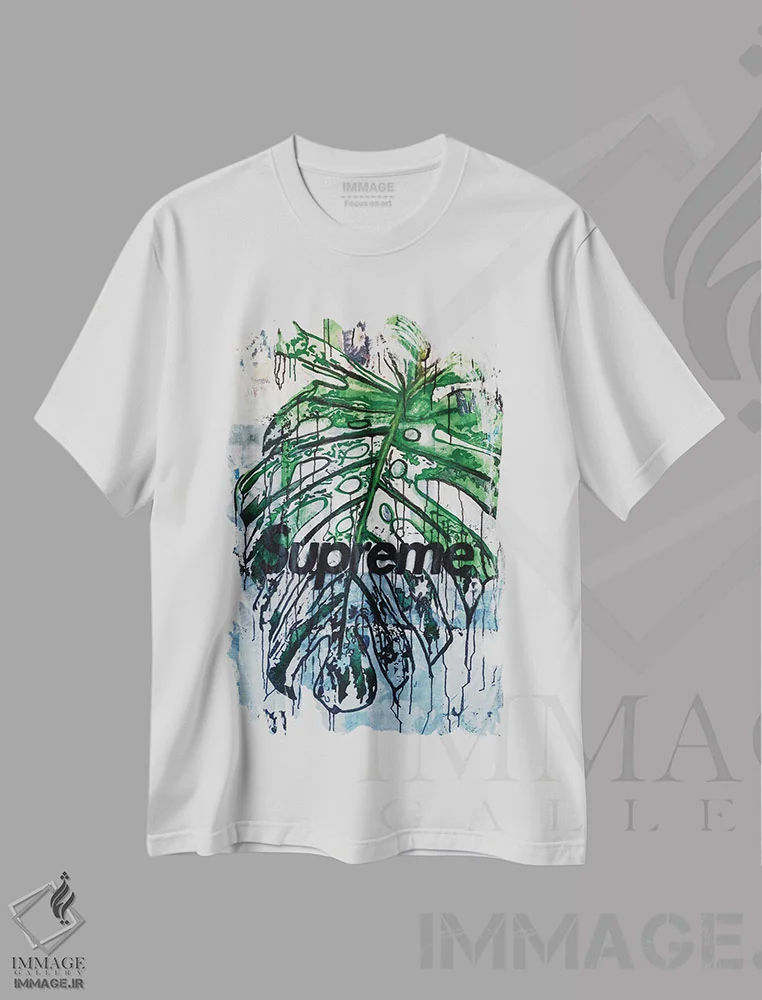 تیشرت سفید طرح دار "سبزه زار"، هنر فاخر معاصر اثر سیسرو اسپین | immage.ir