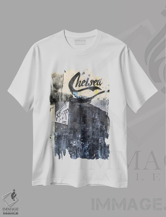 تیشرت سفید طرح دار "نوستالژی آبی"، هنر خیابانی اثر سیسرو اسپین | immage.ir