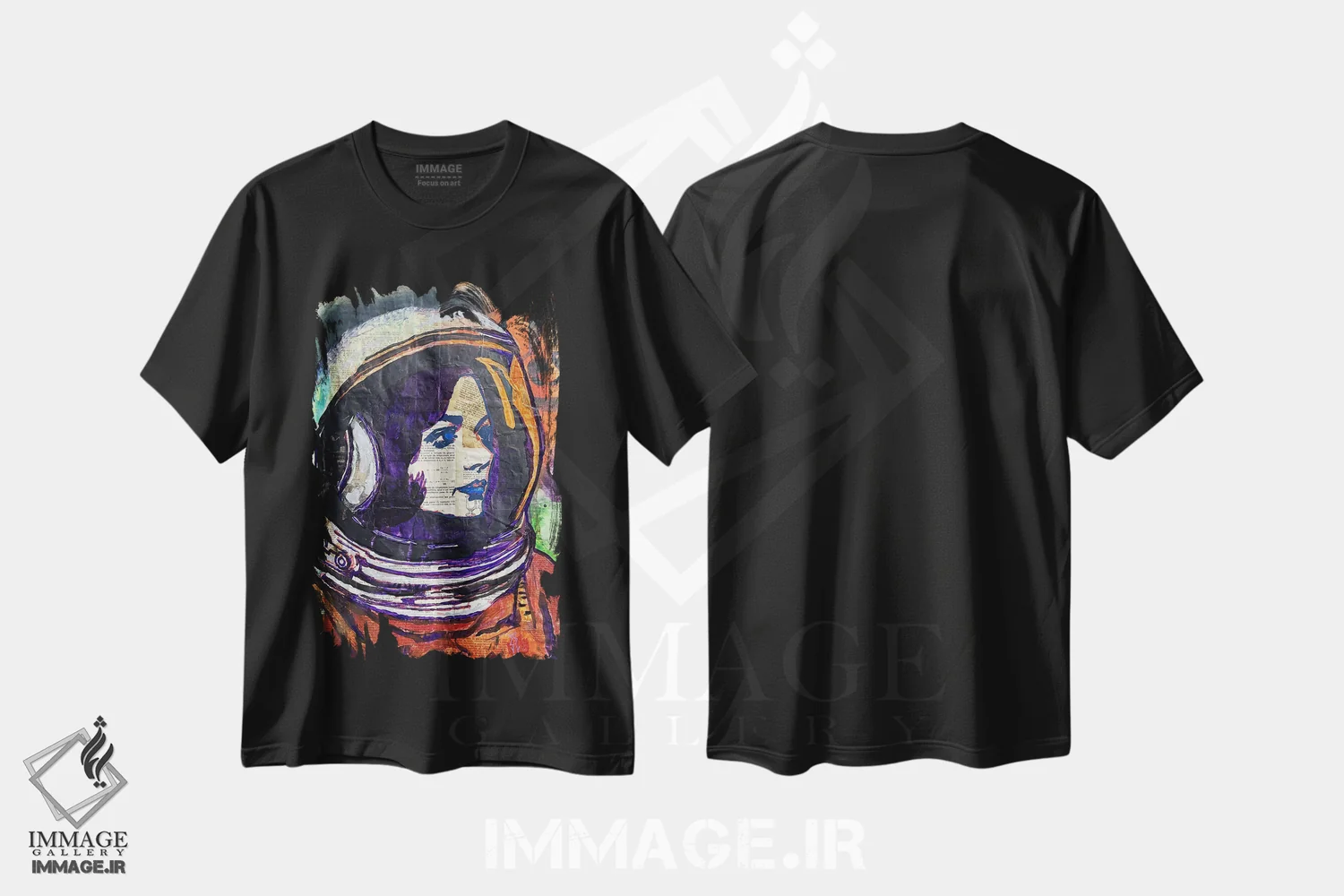تیشرت مشکی طرح دار "برخورد"، هنر خیابانی اثر سیسرو اسپین | فروشگاه ایماژ