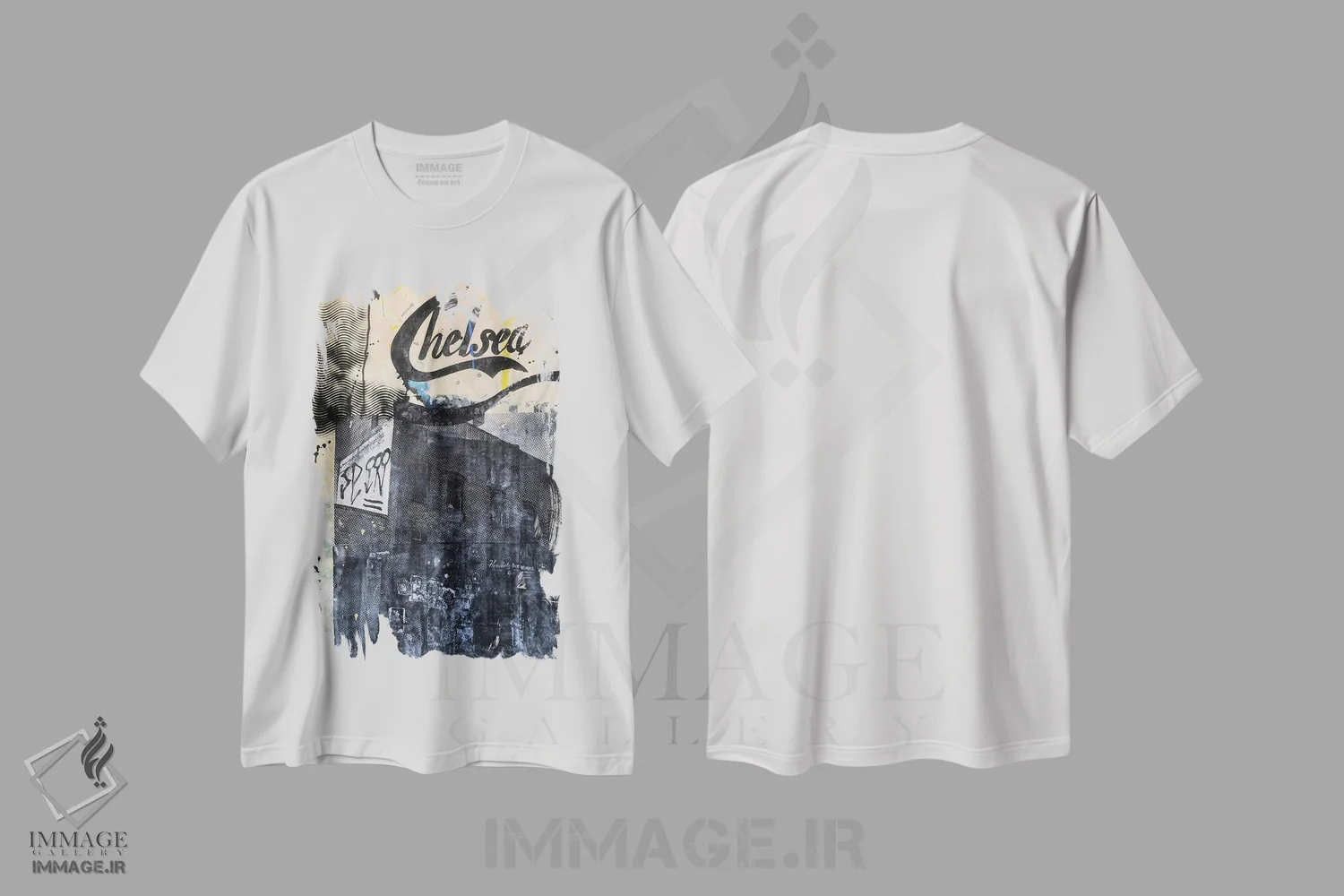 تیشرت سفید طرح دار "نوستالژی آبی"، هنر خیابانی اثر سیسرو اسپین | immage.ir
