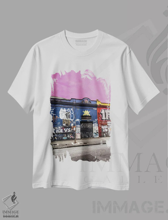 تیشرت سفید طرح دار "آسمان صورتی"، مدیوم اثر سیسرو اسپین | فروشگاه ایماژ
