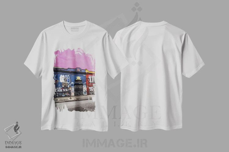 تیشرت سفید طرح دار "آسمان صورتی"، مدیوم اثر سیسرو اسپین | فروشگاه ایماژ
