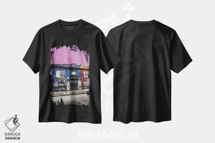 تیشرت مشکی طرح دار "آسمان صورتی"، مدیوم اثر سیسرو اسپین | immage.ir