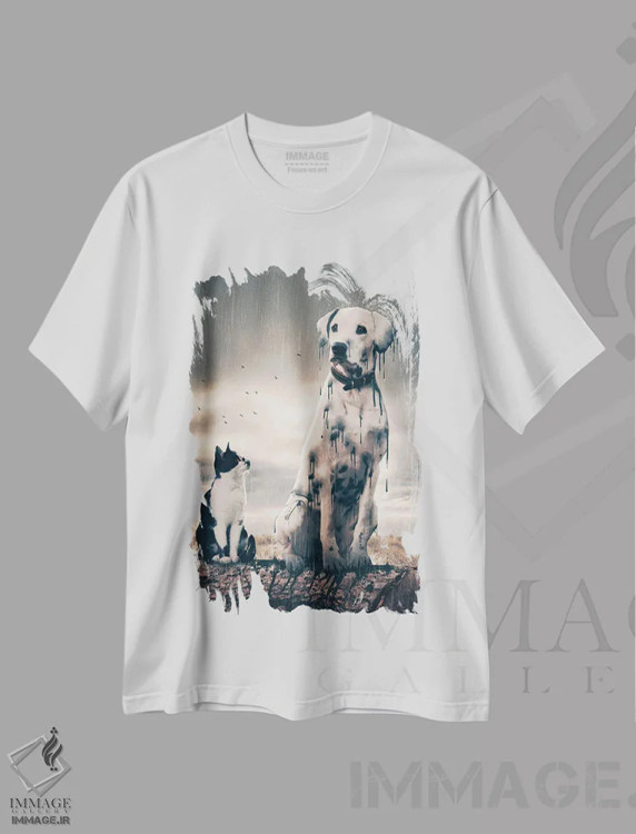 تیشرت سفید طرح دار چکیدن، هنر دیجیتال اثر آدام کازینز | immage.ir