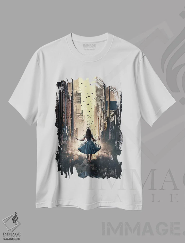 تیشرت سفید طرح دار پر کشیدن، دکوراسیون جایگزین اثر آدام کازینز | immage.ir